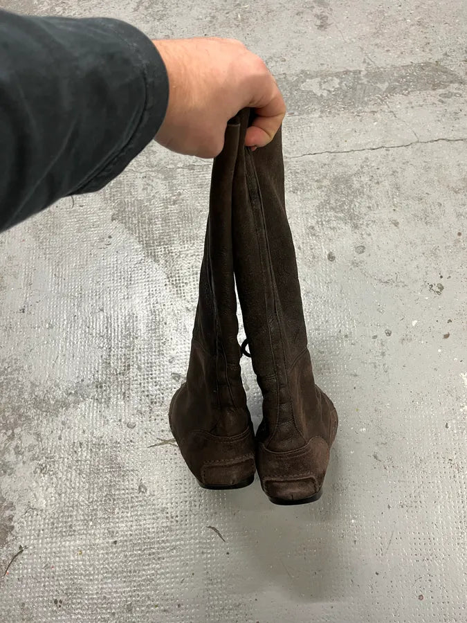 2000s Prada Brown Suede Ankle Boxing Leather Boots yAYRmkd 3