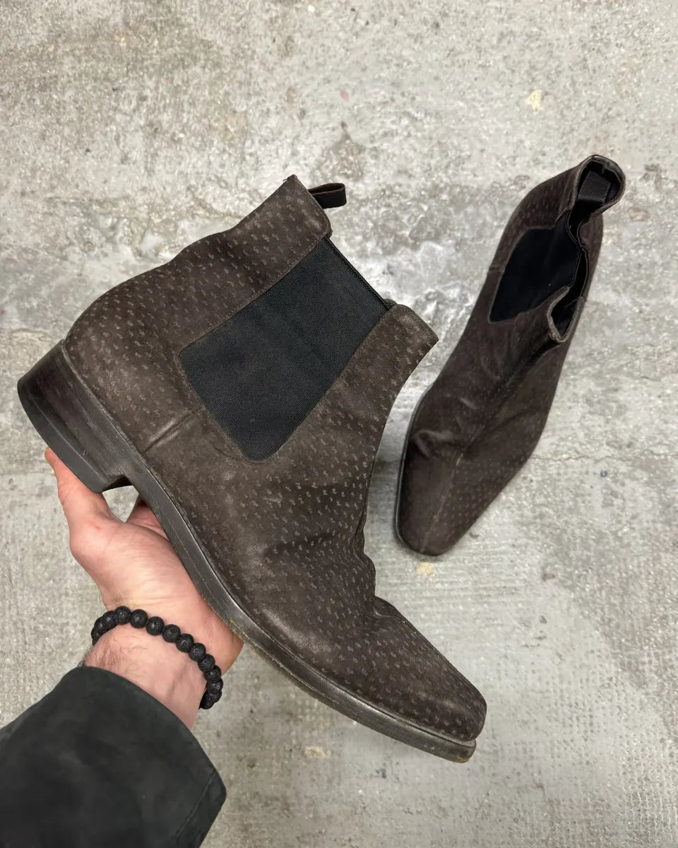 2000s Prada Brown Suede Detailed Leather Boots oFAnELg 0