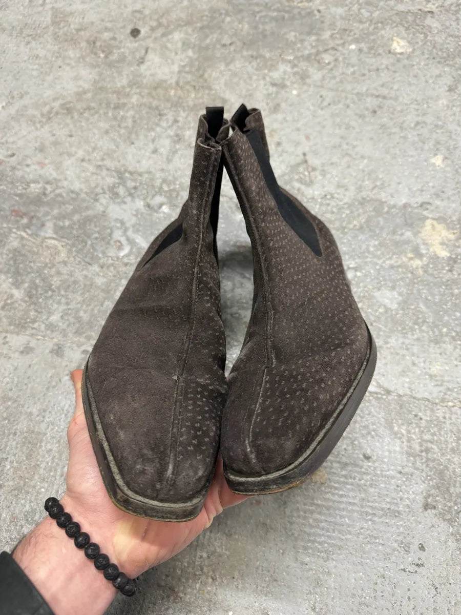 2000s Prada Brown Suede Detailed Leather Boots oFAnELg 2