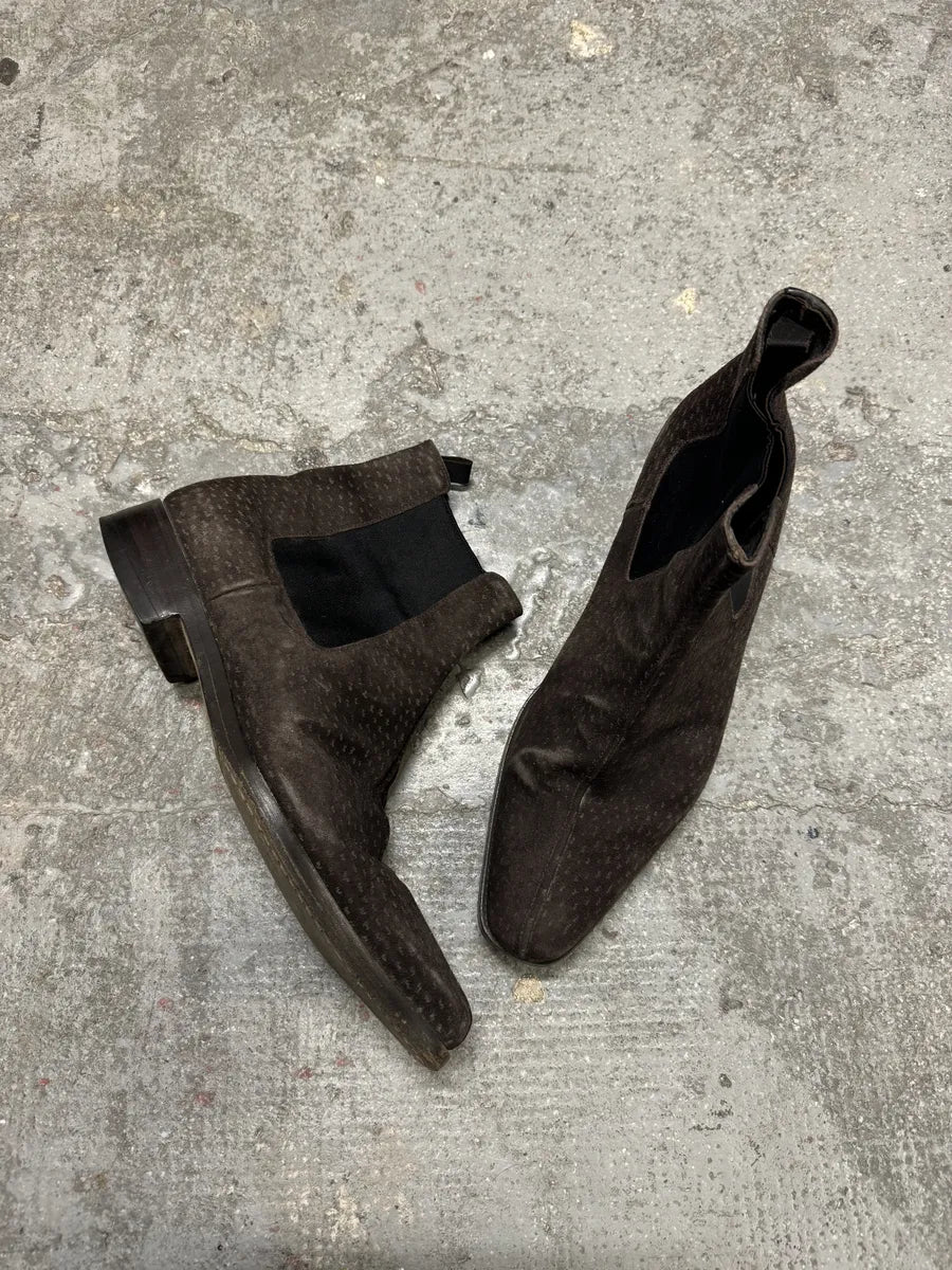 2000s Prada Brown Suede Detailed Leather Boots oFAnELg 3