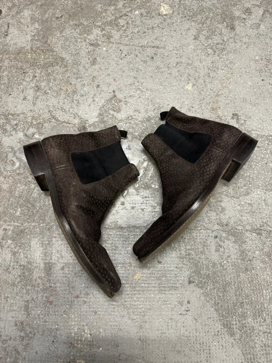 2000s Prada Brown Suede Detailed Leather Boots oFAnELg 5