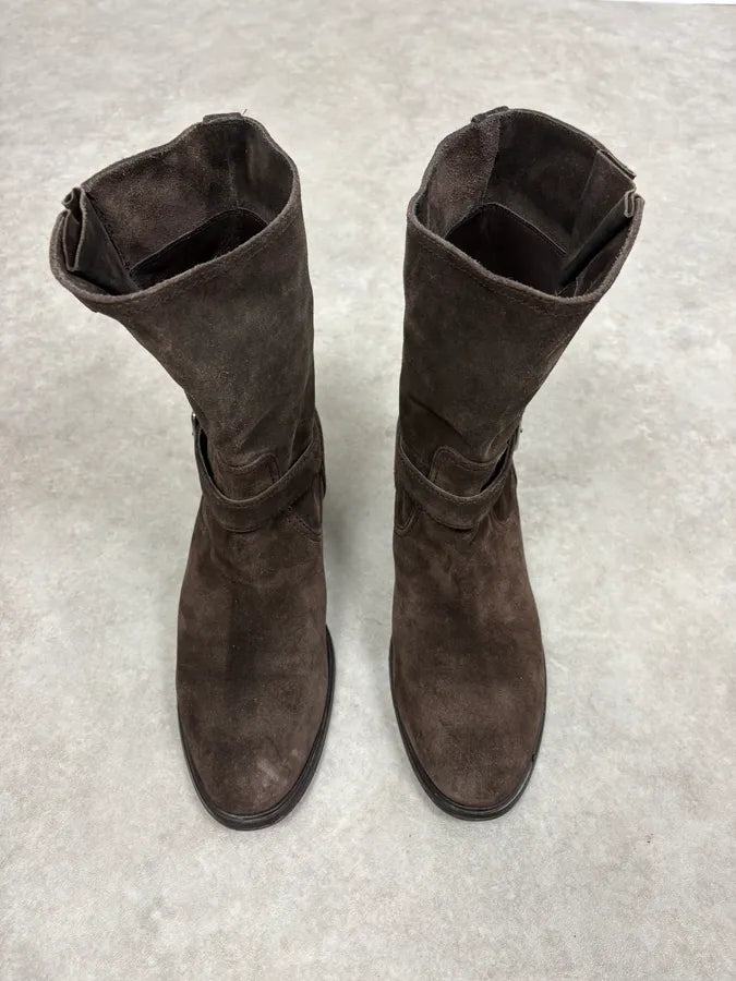 2000s Prada Brown Suede Leather Ankle Boots aiOiVGT 1