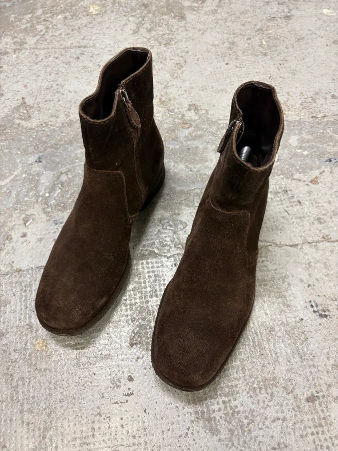 2000s Prada Brown Suede Leather Ankle Boots UykXNSu 3