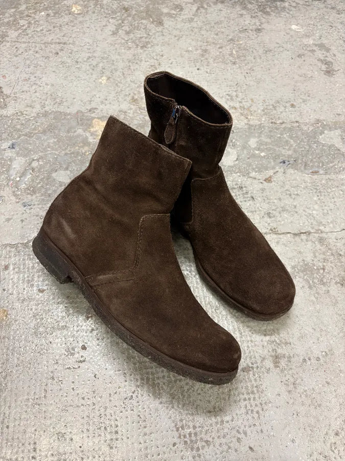 2000s Prada Brown Suede Leather Ankle Boots UykXNSu 5