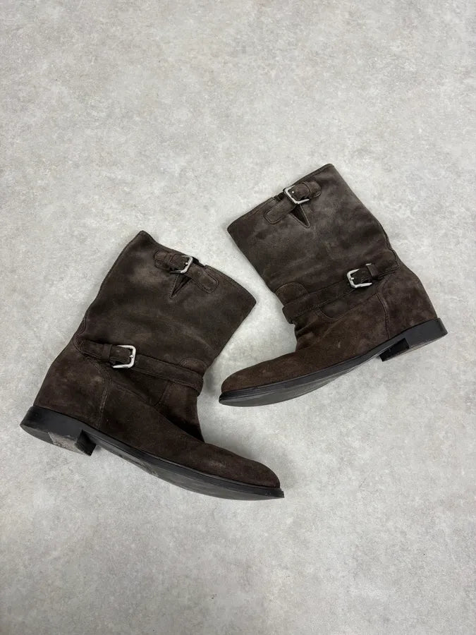 2000s Prada Brown Suede Leather Ankle Boots aiOiVGT 6