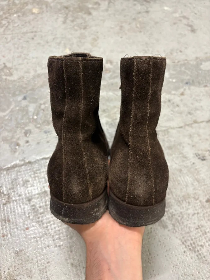 2000s Prada Brown Suede Leather Ankle Boots UykXNSu 6