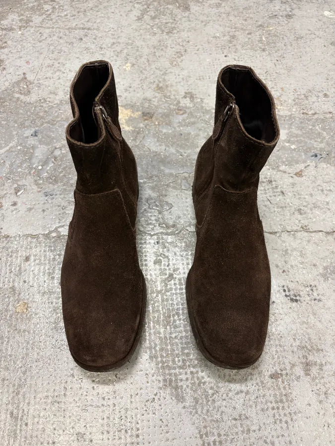 2000s Prada Brown Suede Leather Ankle Boots UykXNSu 2
