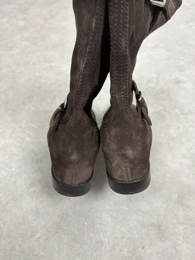 2000s Prada Brown Suede Leather Ankle Boots aiOiVGT 8