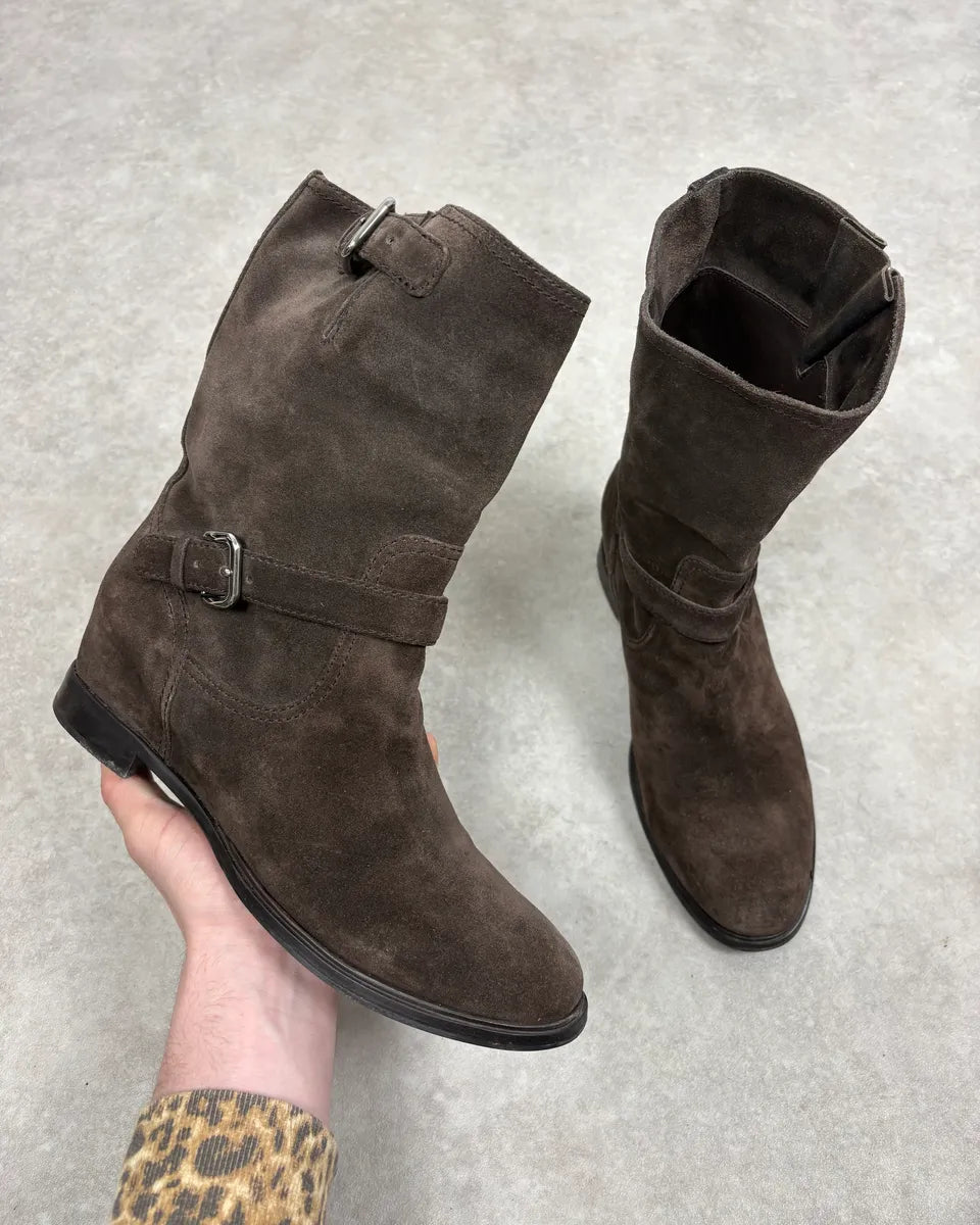 2000s Prada Brown Suede Leather Ankle Boots aiOiVGT 0