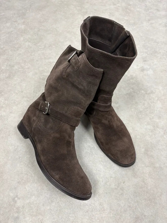 2000s Prada Brown Suede Leather Ankle Boots aiOiVGT 4