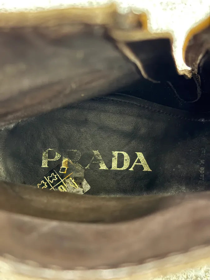 2000s Prada Brown Suede Leather Ankle Boots UykXNSu 10