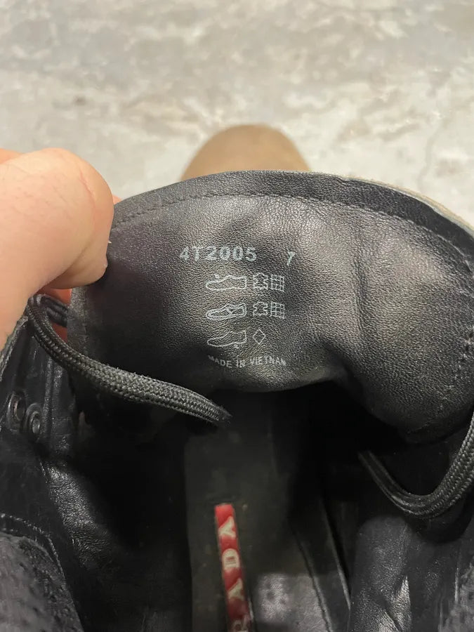 2000s Prada Brown Suede Leather High Shoes eLisDbx 9