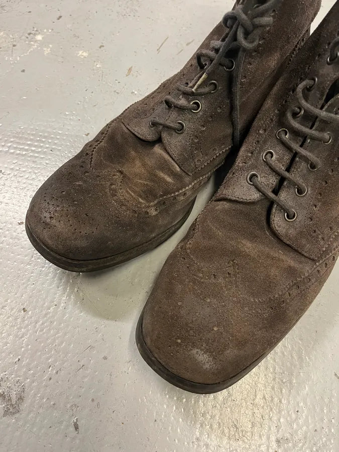2000s Prada Brown Suede Leather Lace-Up Boots jKJAXoM 3