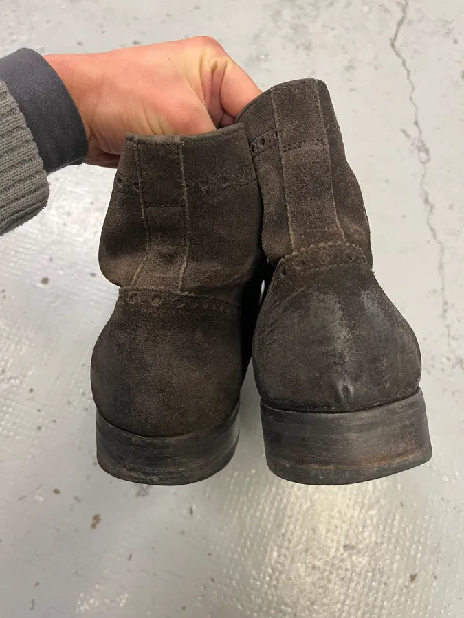 2000s Prada Brown Suede Leather Lace-Up Boots jKJAXoM 4