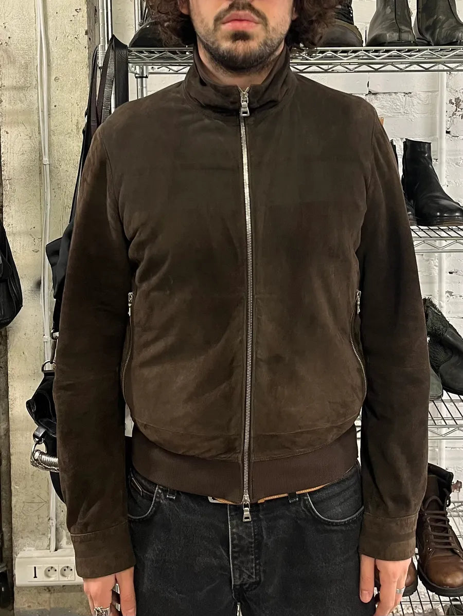 2000s Prada Brown Suede Leather Zip-up Jacket niSKLAr 1