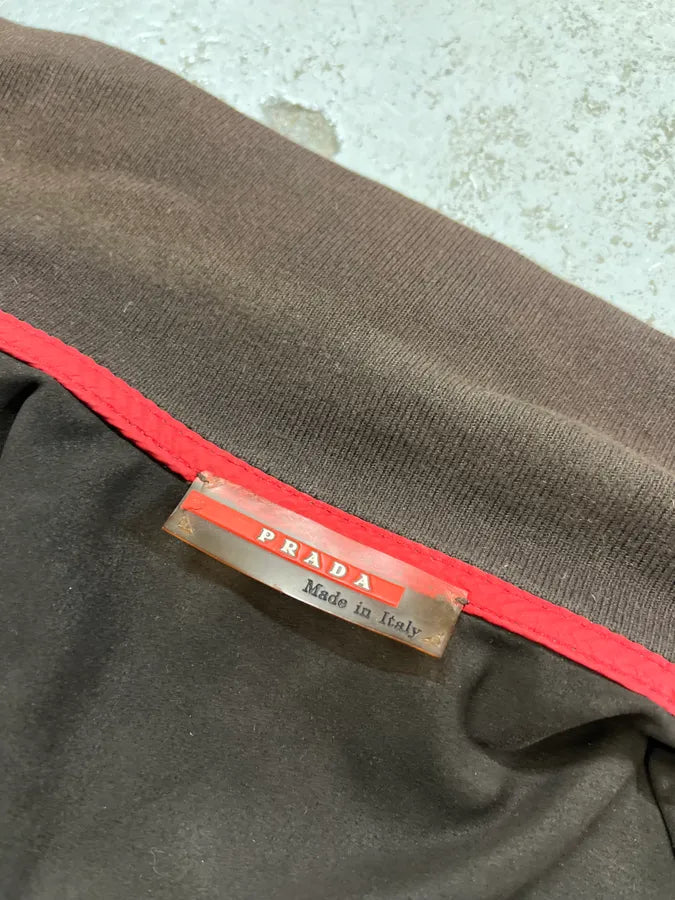 2000s Prada Brown Suede Leather Zip-up Jacket niSKLAr 12