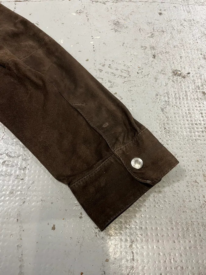 2000s Prada Brown Suede Leather Zip-up Jacket niSKLAr 14
