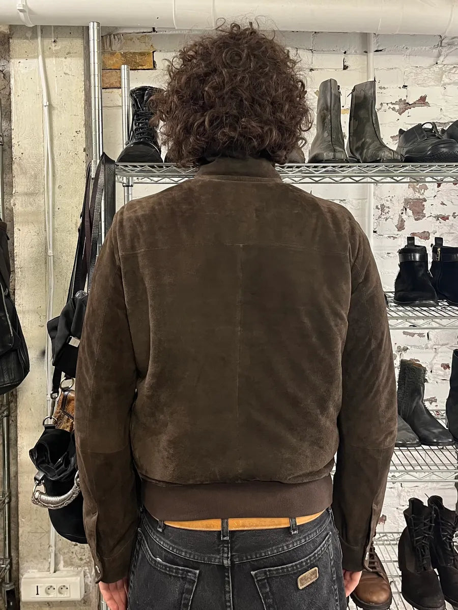 2000s Prada Brown Suede Leather Zip-up Jacket niSKLAr 2