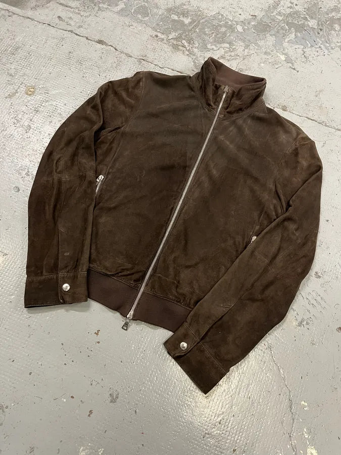 2000s Prada Brown Suede Leather Zip-up Jacket niSKLAr 3