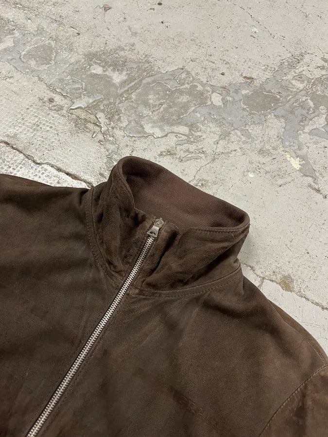 2000s Prada Brown Suede Leather Zip-up Jacket niSKLAr 4