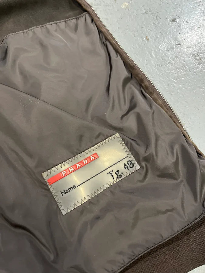 2000s Prada Brown Suede Leather Zip-up Jacket niSKLAr 9