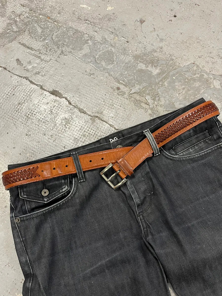 2000s Prada Brown Woven Leather Belt zPCWJNx 1