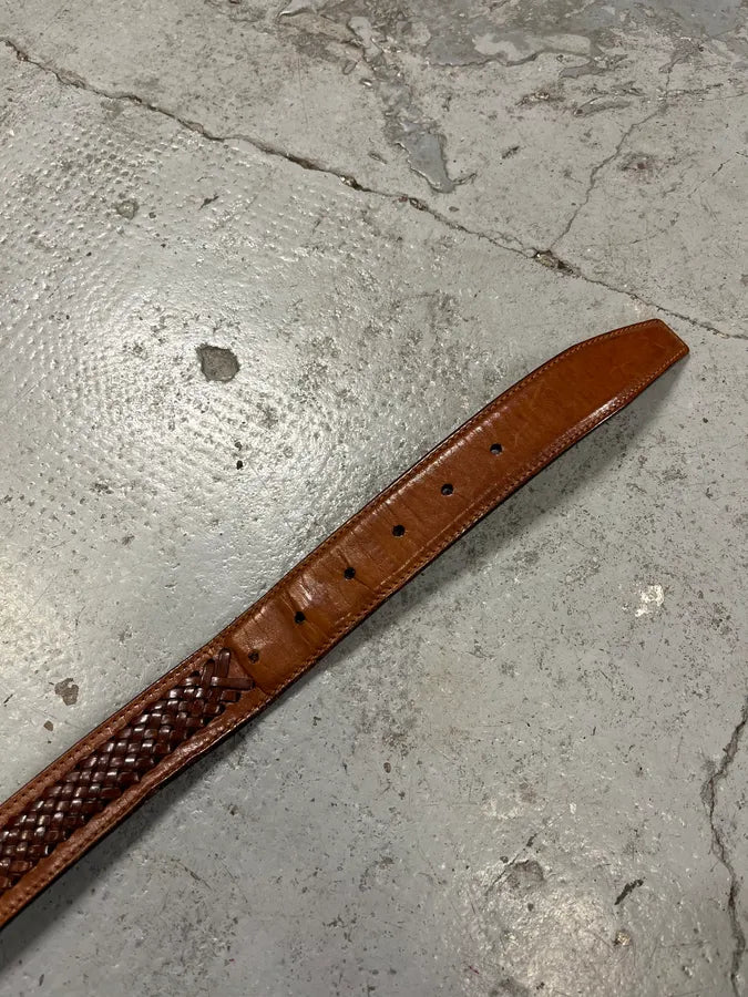 2000s Prada Brown Woven Leather Belt zPCWJNx 6