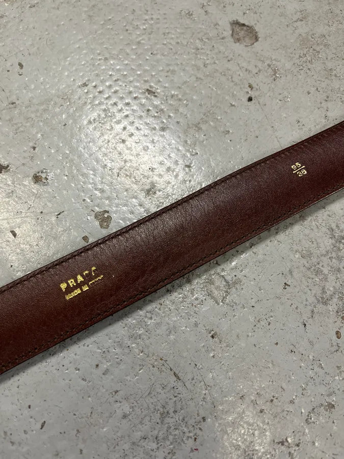 2000s Prada Brown Woven Leather Belt zPCWJNx 7