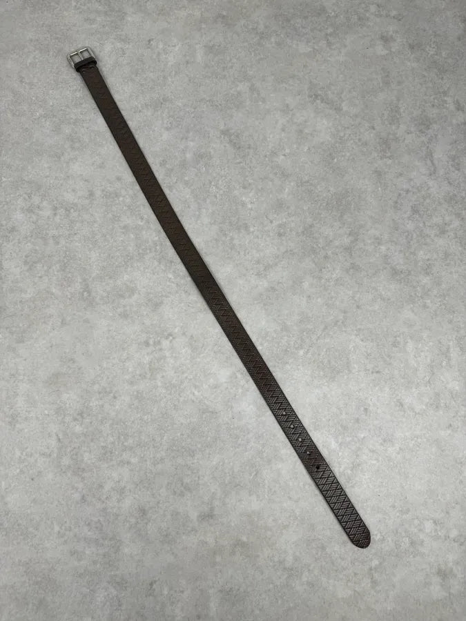 2000s Prada Brown Wover Leather Minimalist Belt caRsDfe 6