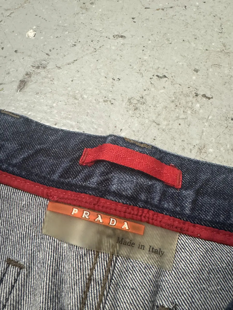 2000s Prada Brut Denim Shorts (S) 5