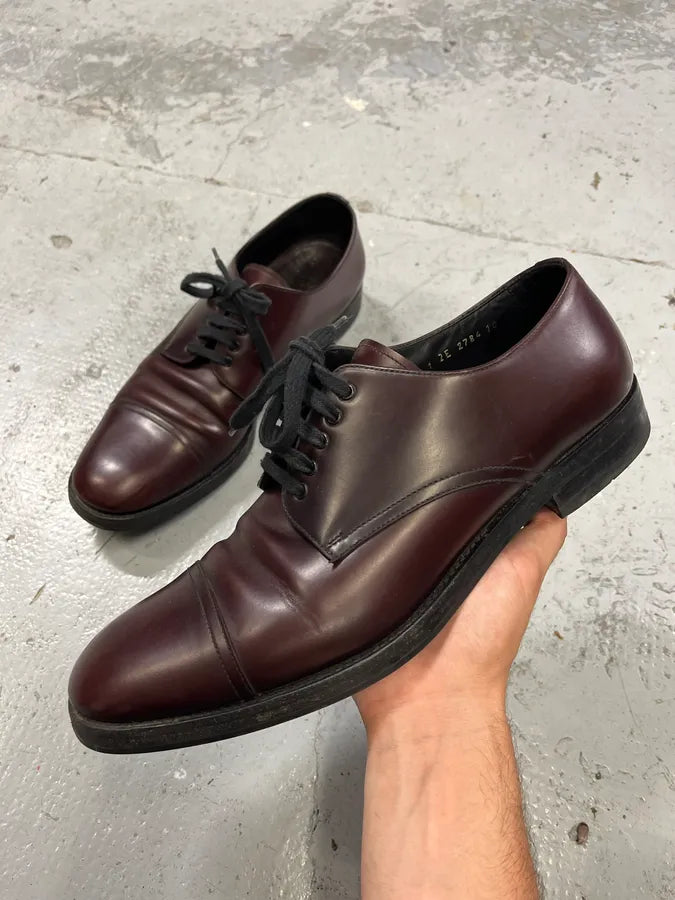 2000s Prada Burgundy Leather Loafers fpZrjjV 0