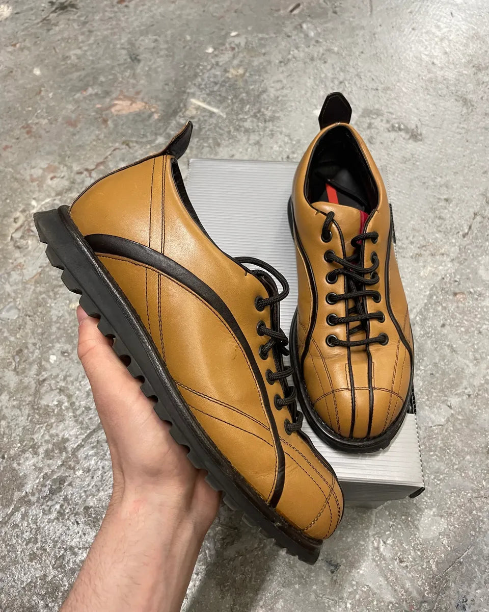 2000s Prada Camel Derby Shoes (38.5eu/us6) 0