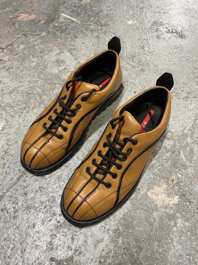 2000s Prada Camel Derby Shoes (38.5eu/us6) 2