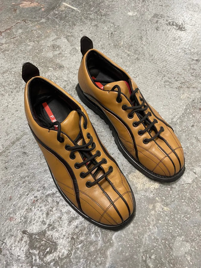 2000s Prada Camel Derby Shoes (38.5eu/us6) 3