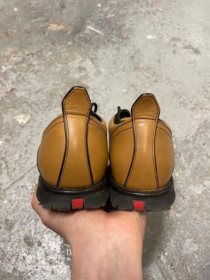 2000s Prada Camel Derby Shoes (38.5eu/us6) 6
