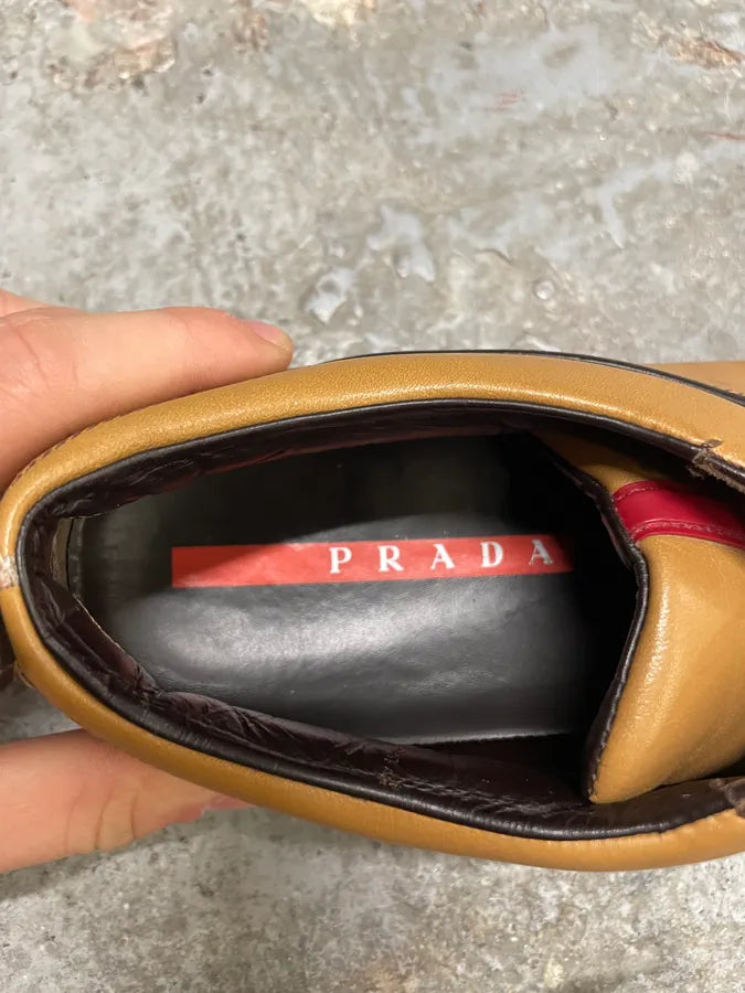 2000s Prada Camel Derby Shoes (38.5eu/us6) 9