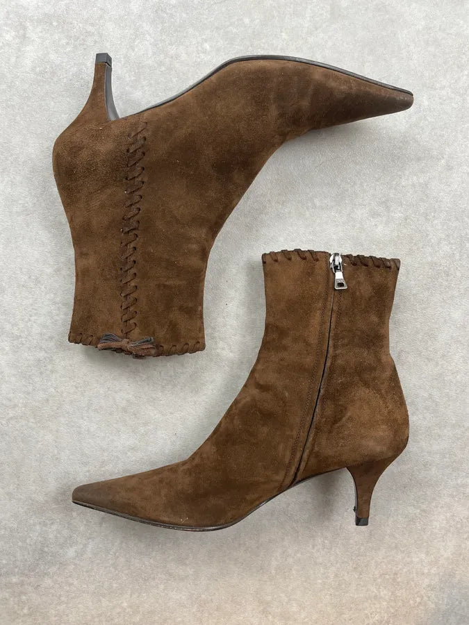 2000s Prada Brown Suede Leather Heels satgyHz 2
