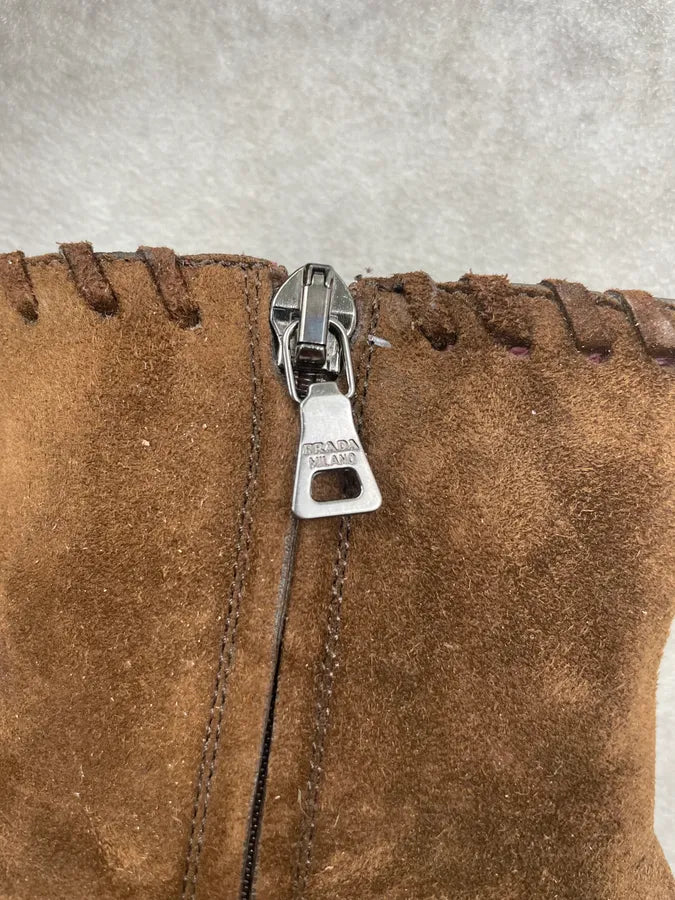 2000s Prada Brown Suede Leather Heels satgyHz 5