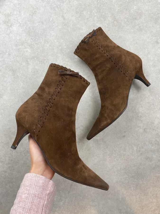 2000s Prada Brown Suede Leather Heels satgyHz 0