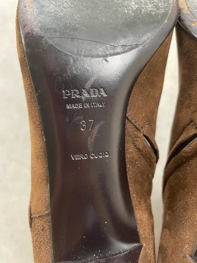 2000s Prada Brown Suede Leather Heels satgyHz 9