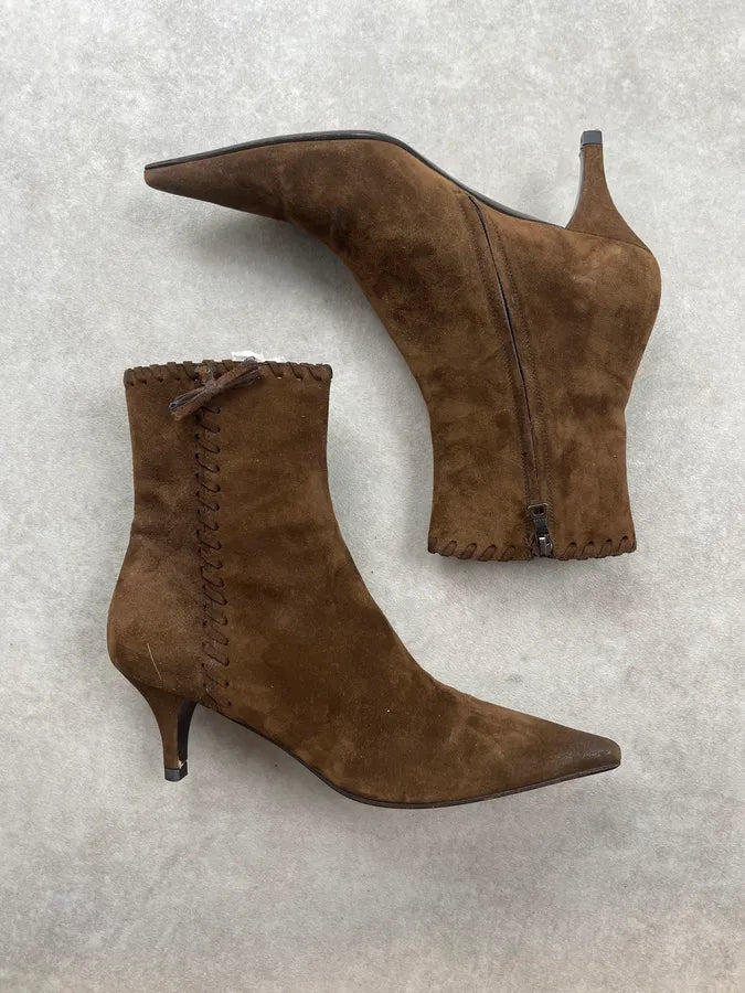 2000s Prada Brown Suede Leather Heels satgyHz 1