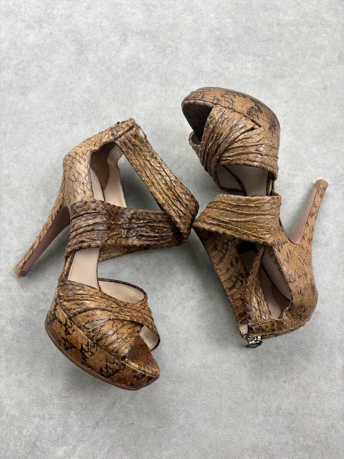 2000s Prada Camel Python Leather Heels XwTOQUX 5
