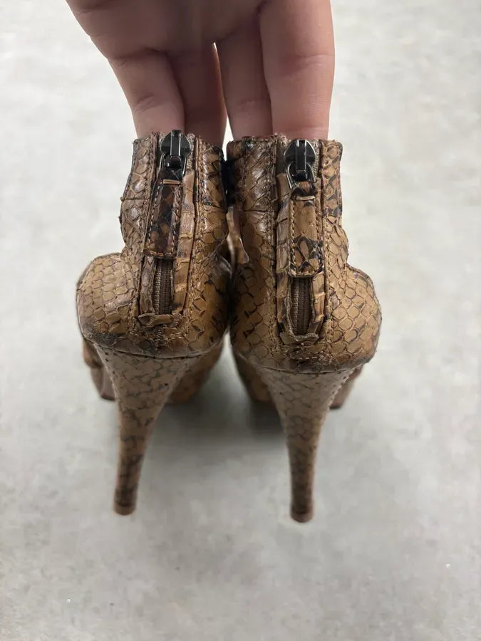2000s Prada Camel Python Leather Heels XwTOQUX 6