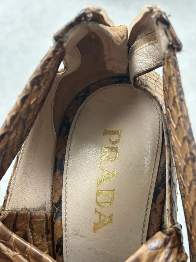 2000s Prada Camel Python Leather Heels XwTOQUX 8