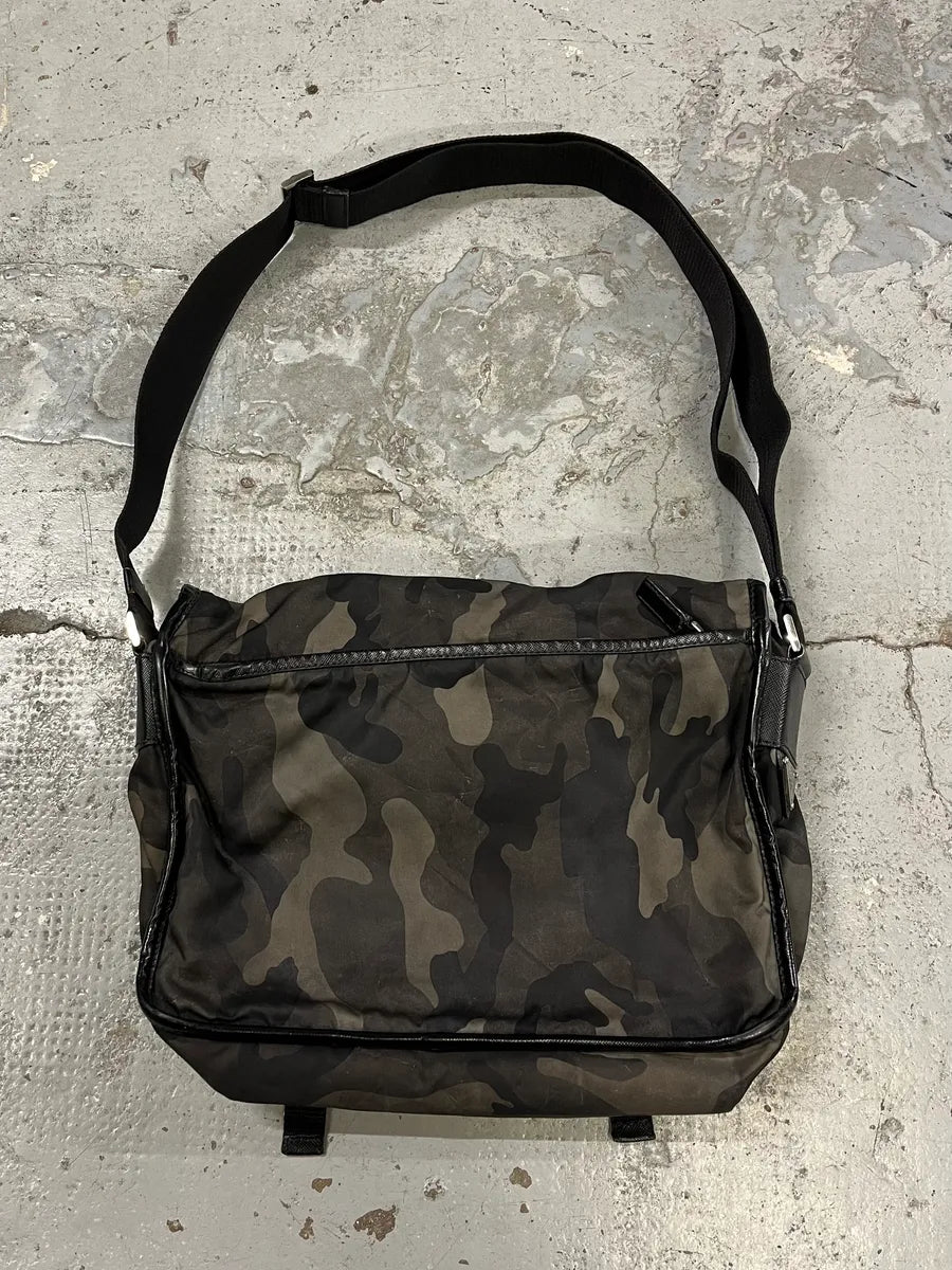 2000s Prada Camo Messenger Shoulder Bag jxZiwVa 7
