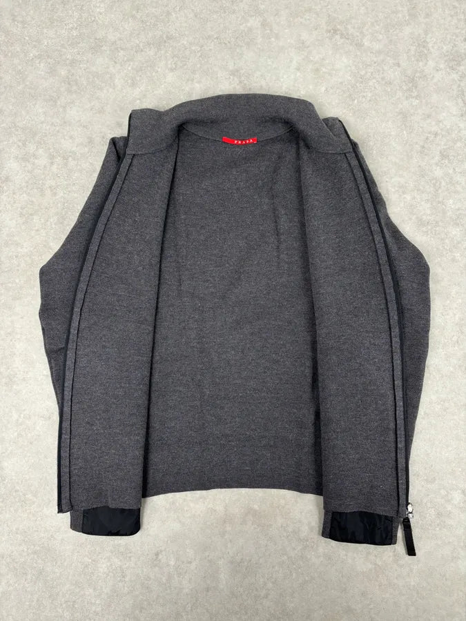 AW2007 Prada Grey Wool Blend Nylon Sleeves Track Jacket cyzyBAI 6