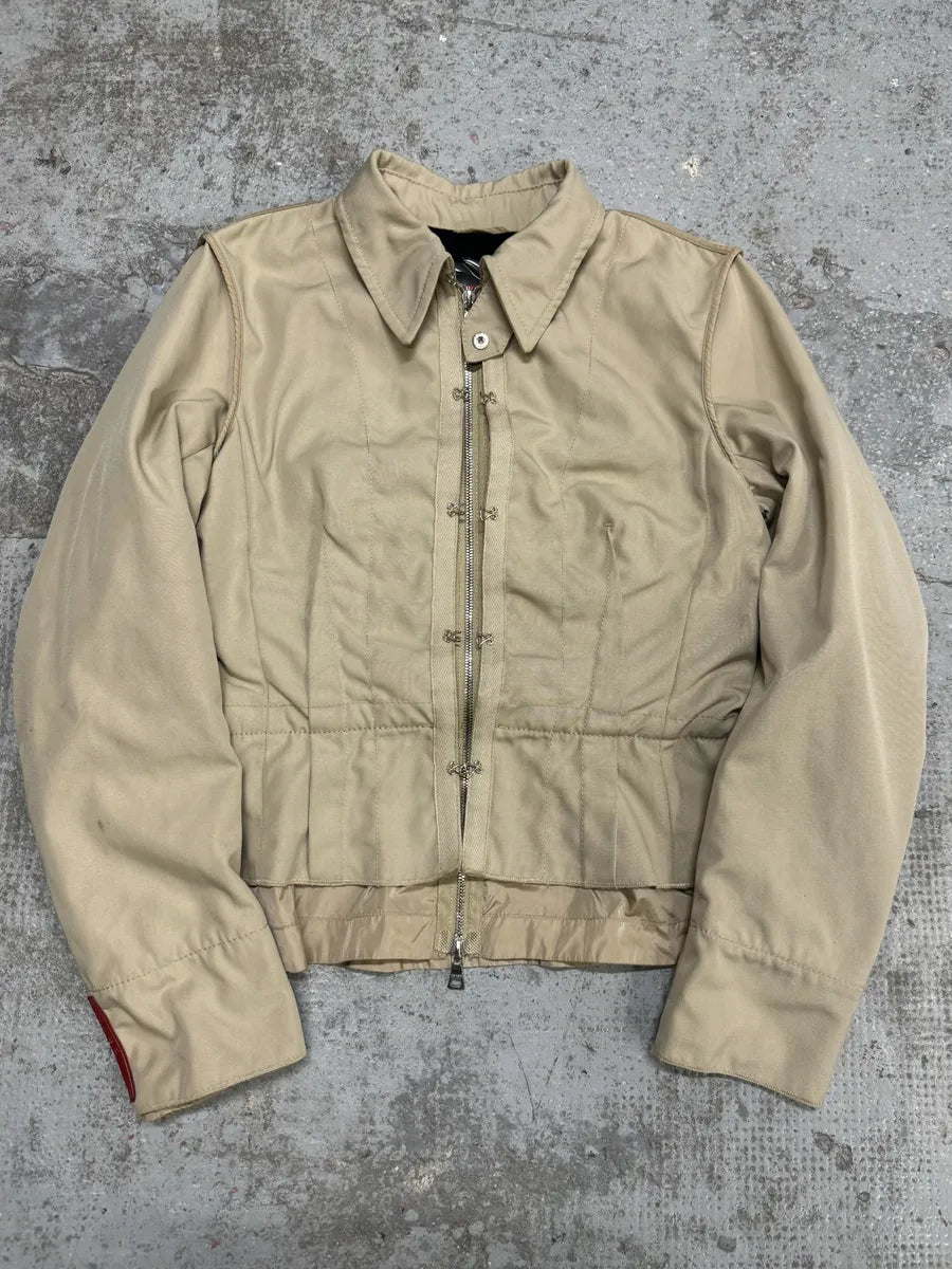 2000s Prada Claps & Zipped Beige Jacket (S/M) Thzxstm 0