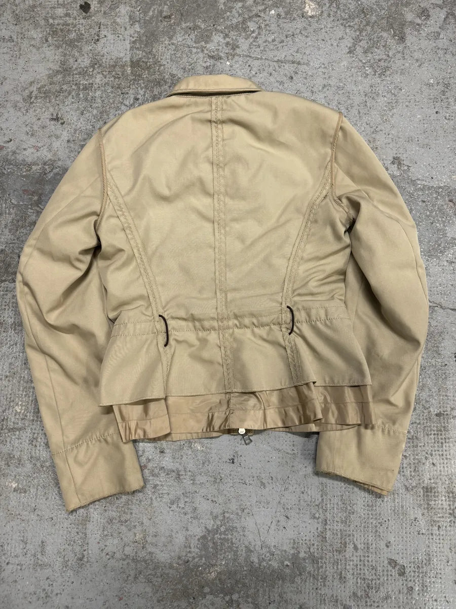 2000s Prada Claps & Zipped Beige Jacket (S/M) Thzxstm 1