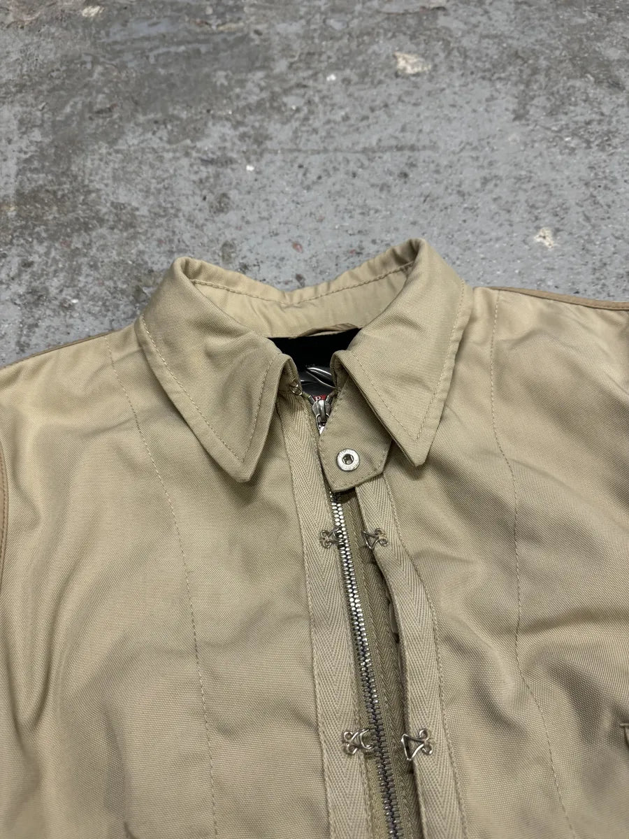 2000s Prada Claps & Zipped Beige Jacket (S/M) Thzxstm 2