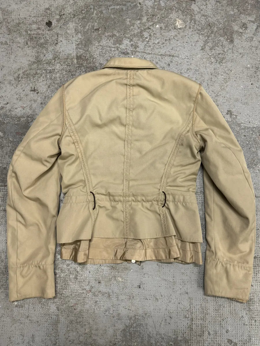 2000s Prada Claps & Zipped Beige Jacket (S/M) Thzxstm 3